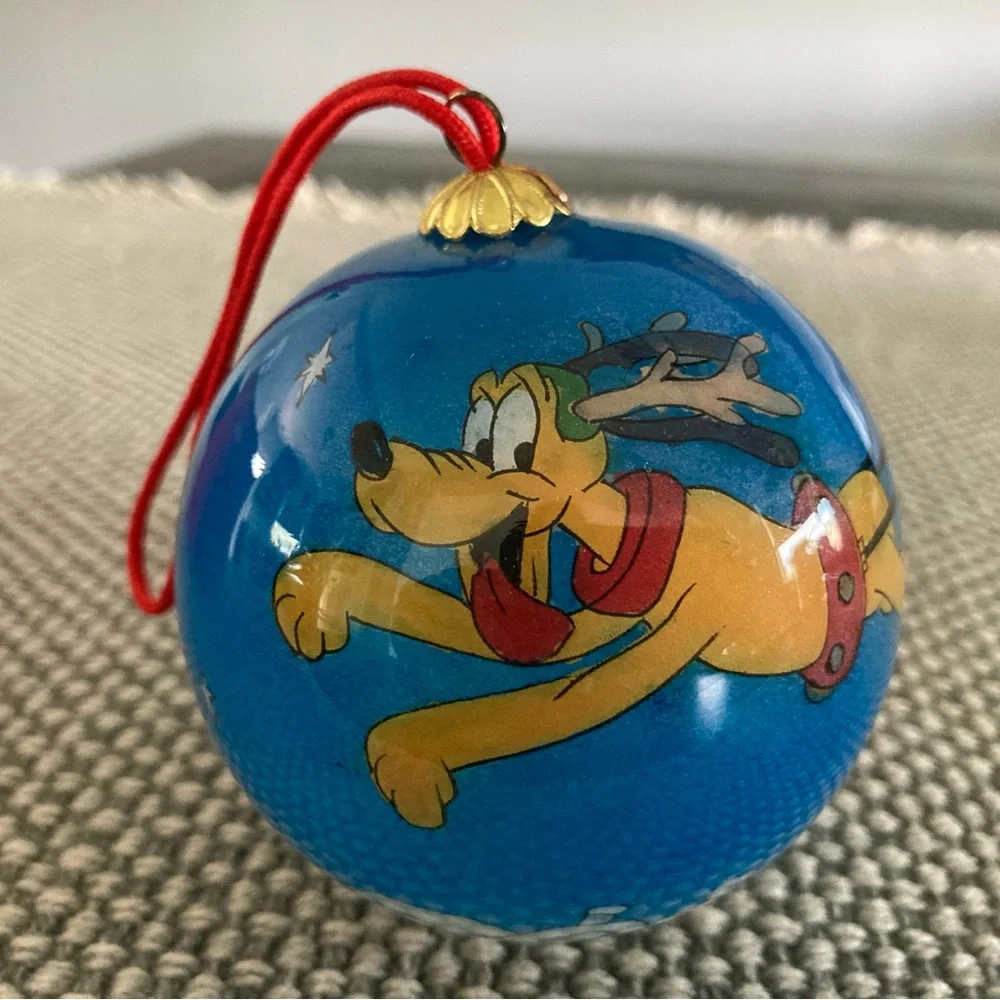 Vintage Disney Park hand blown/hand painted glass Mickey ornament.